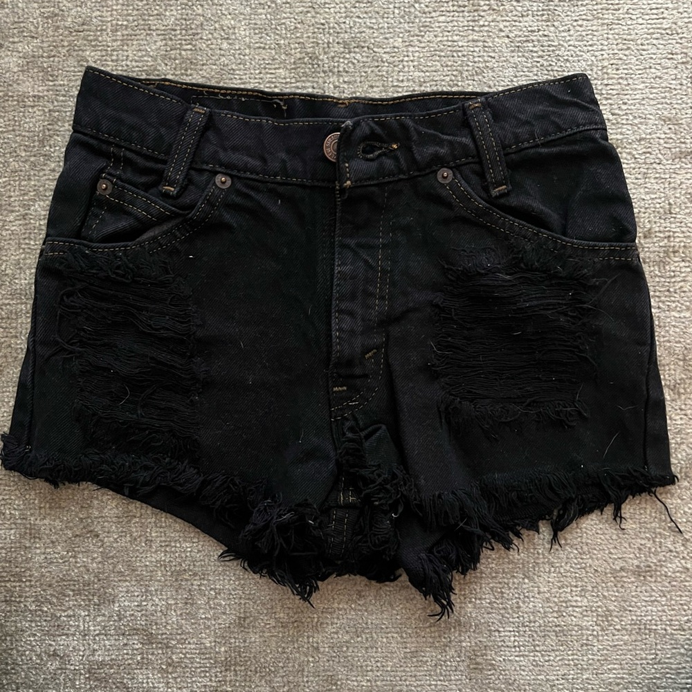 Levi's Black Frayed Jean Shorts